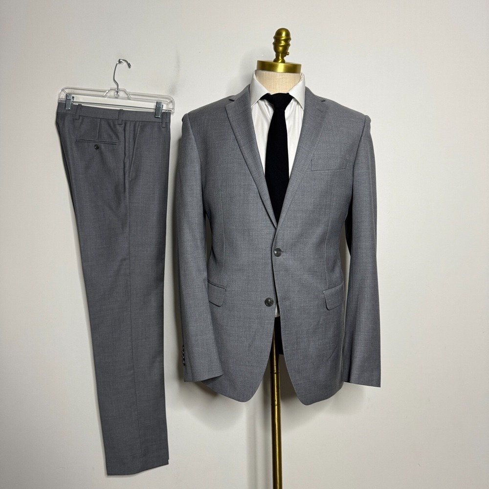 Joseph Abboud JOE Men's 40L (42L Tag) Gray Wool Two-Piece‎ Suit 31W Pants Solid